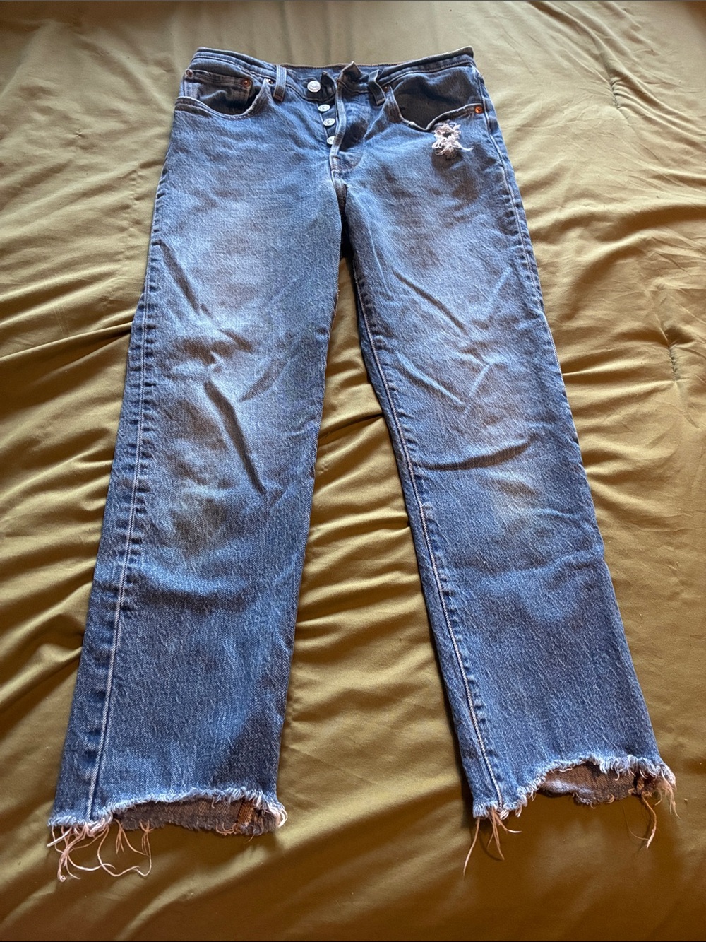 Levi's Women's Straight Leg Distressed Jeans in Blue